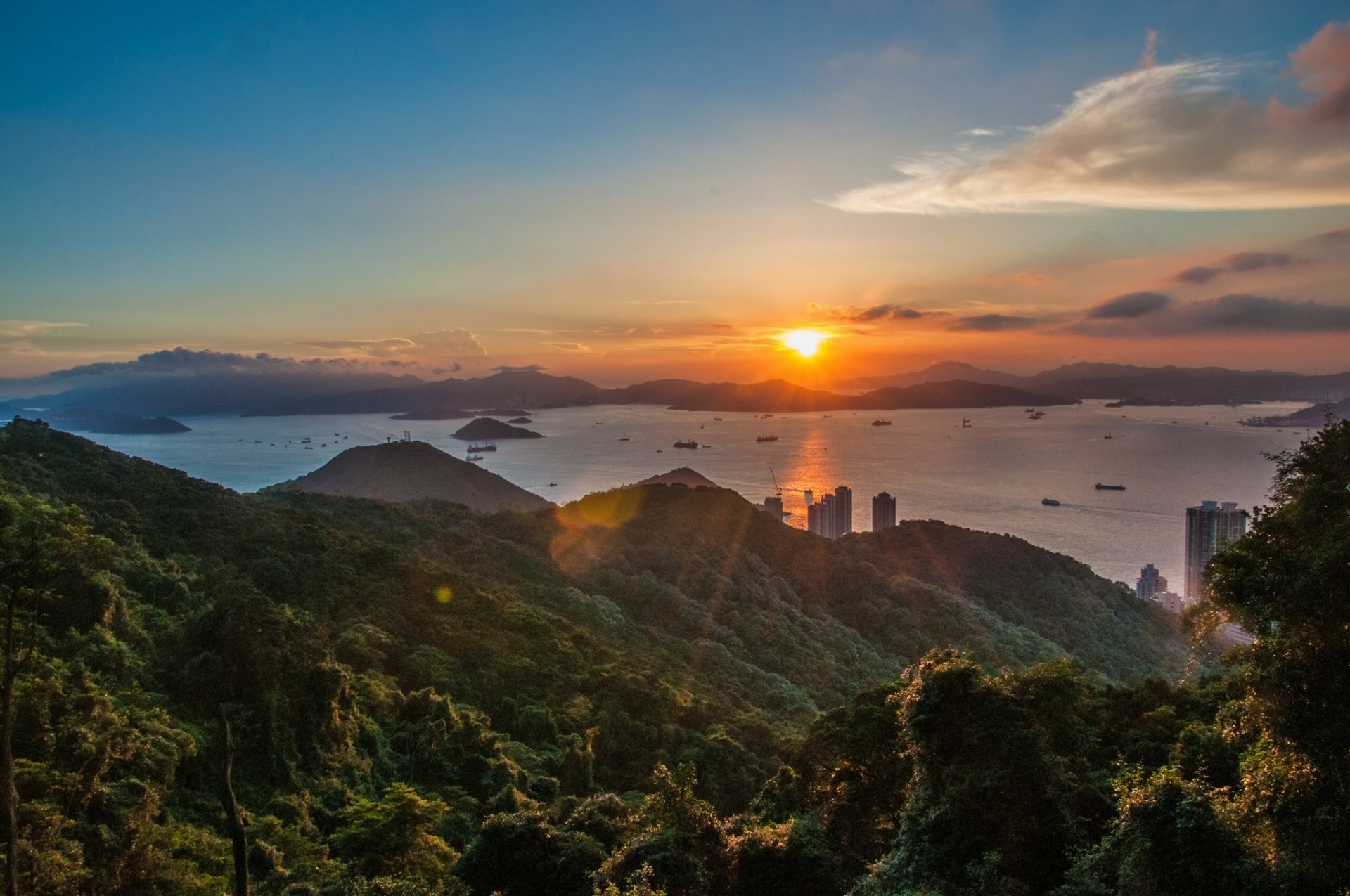 qianshuiwan hong kong baia di ripals tramonto panorama colline isolotti