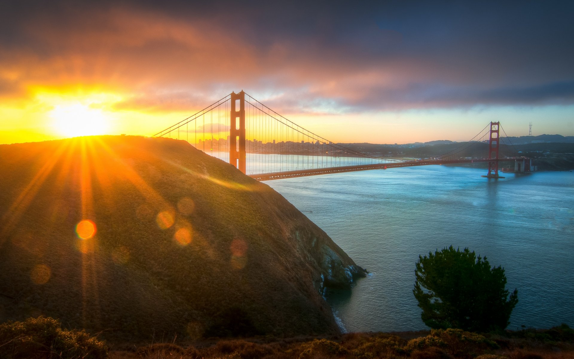 états-unis ville pont golden gate matin soleil