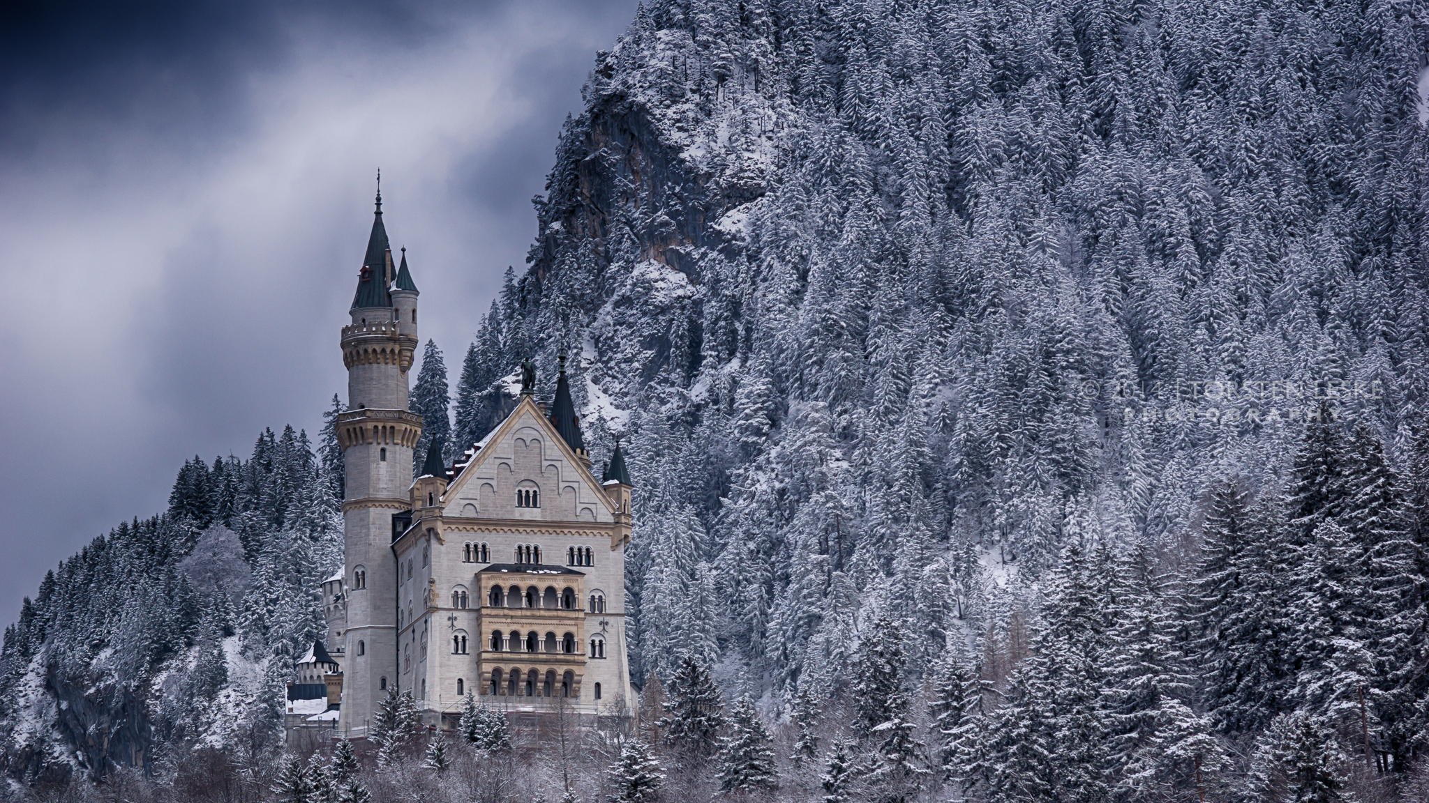 château forêt montagnes hiver neige allemagne