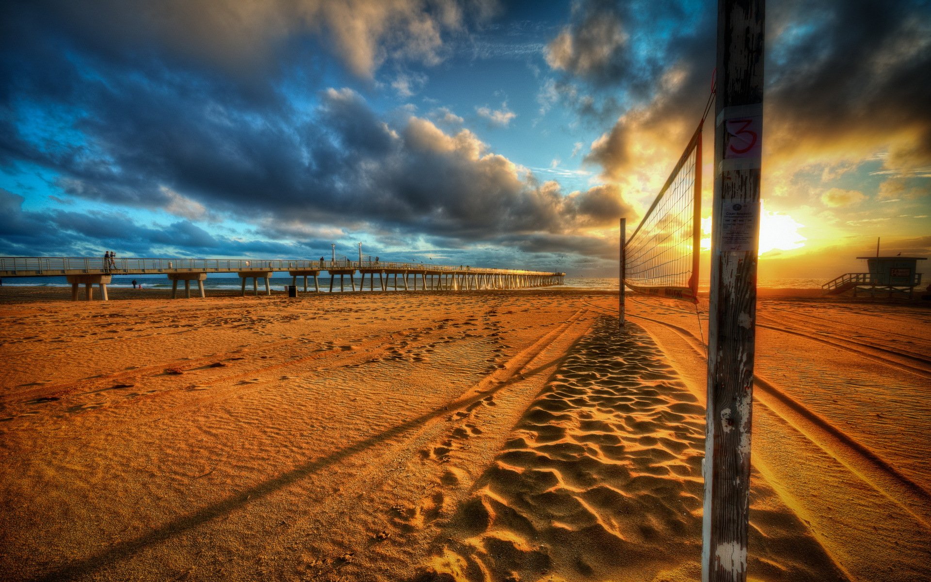 coucher de soleil mer plage pont