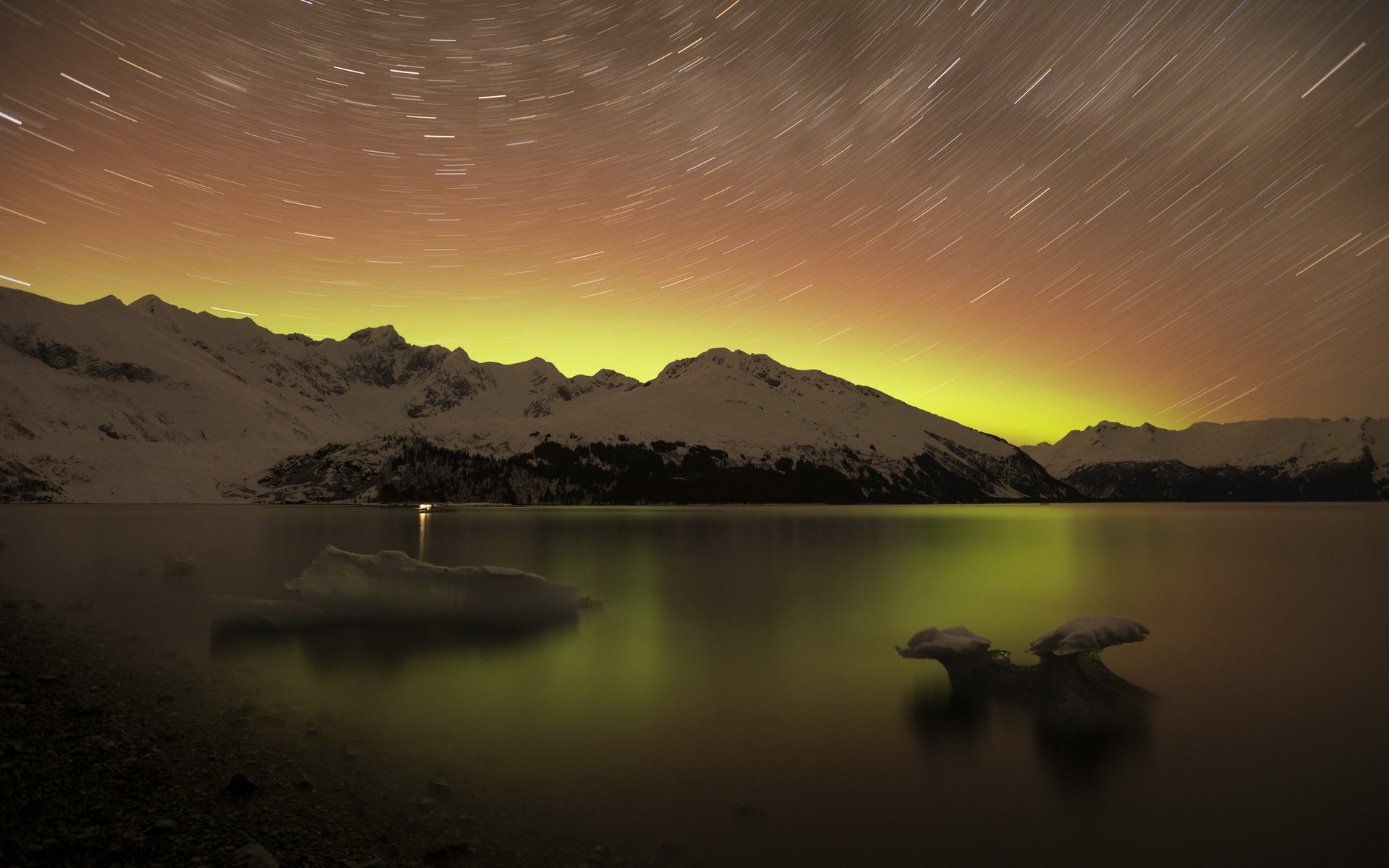 lago montaña noche naturaleza paisaje