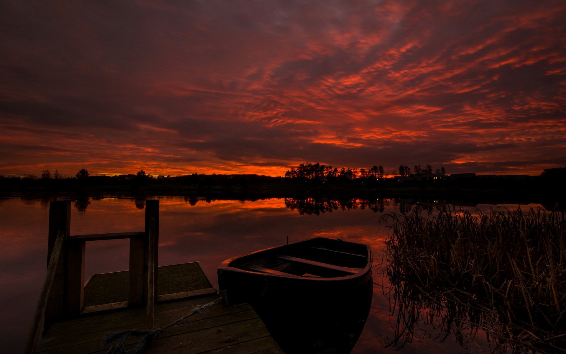 nuit lac bateau