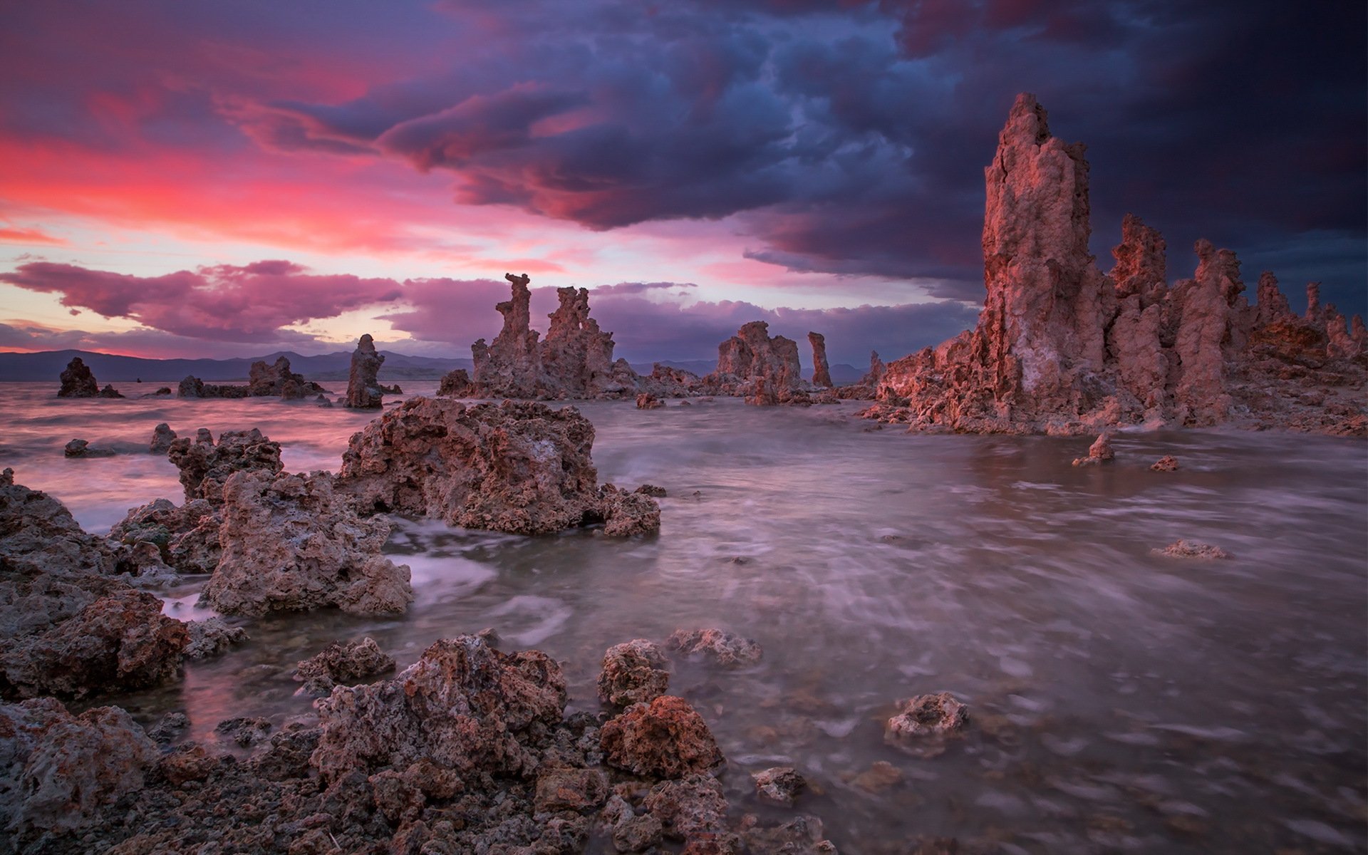 meer nacht felsen landschaft