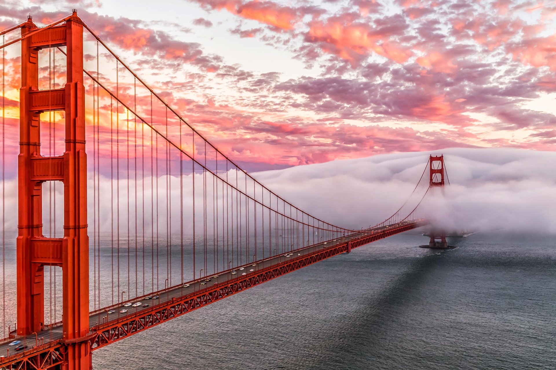 goldenes tor san francisco himmel wolken bucht brücke nebel