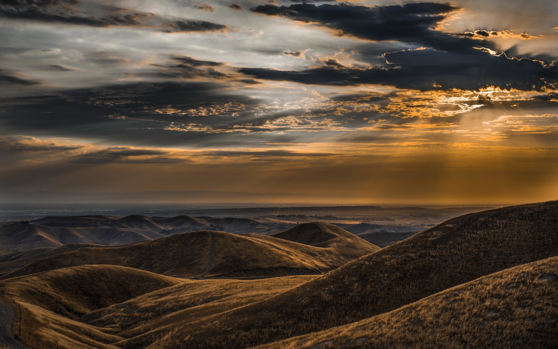 coucher de soleil ciel montagnes paysage