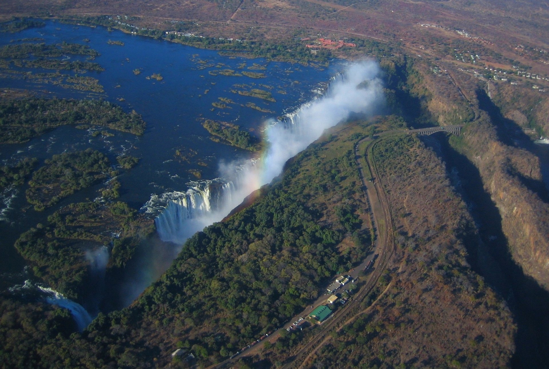 africa land break river waterfall trees road bridge breaks highways bridge