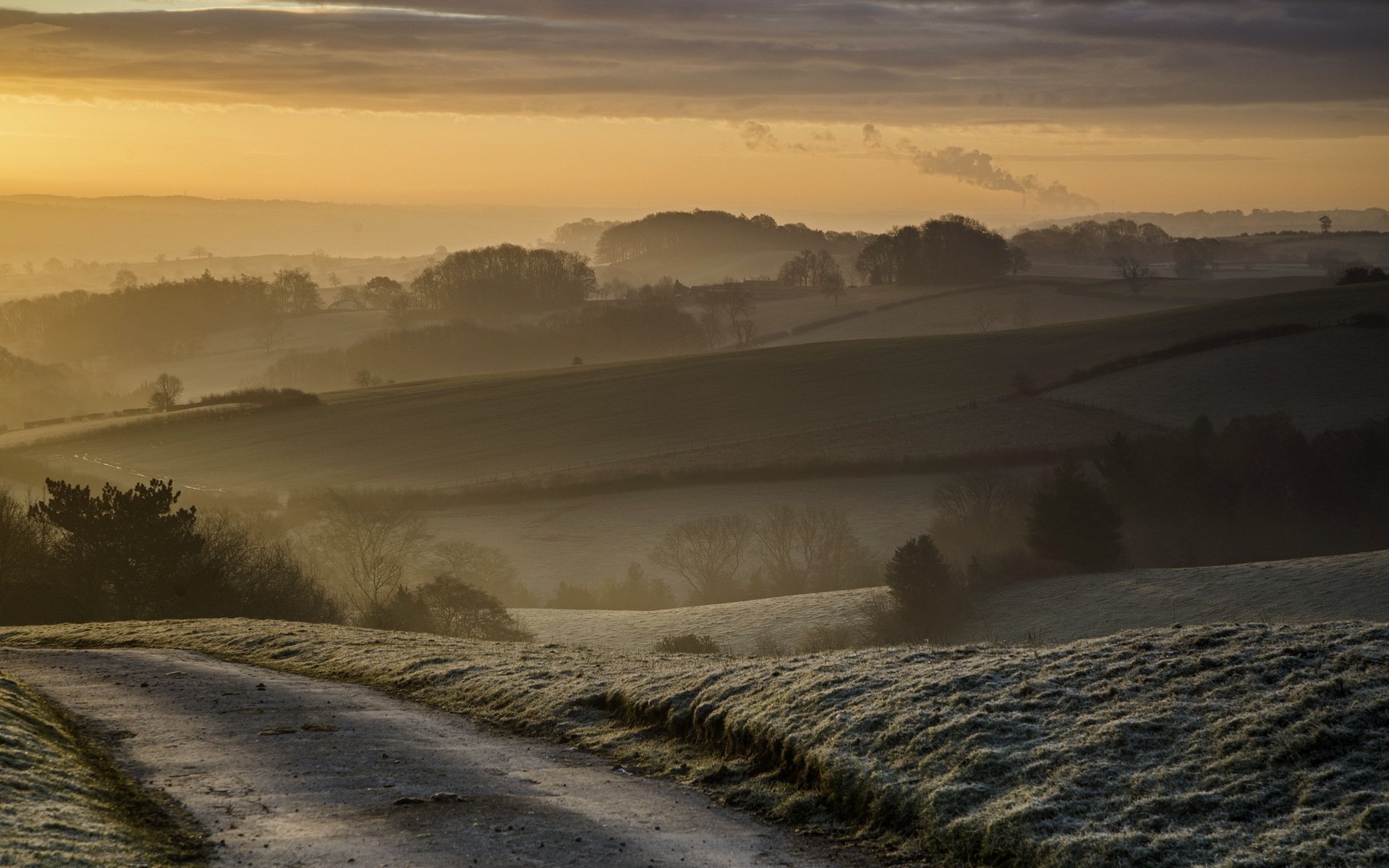 unset road mountain nature landscape