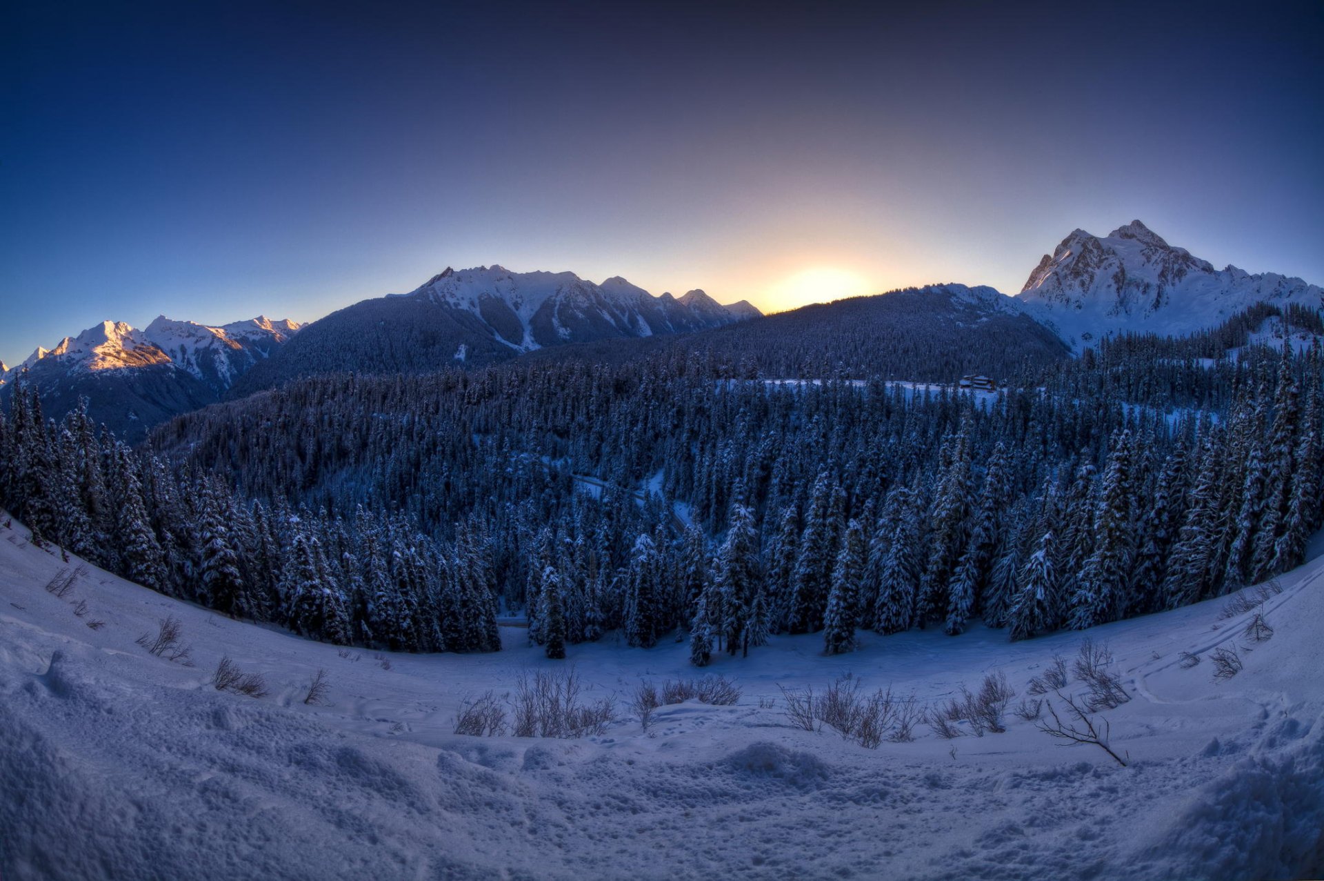 berge schlucht wald weihnachtsbäume winter schnee