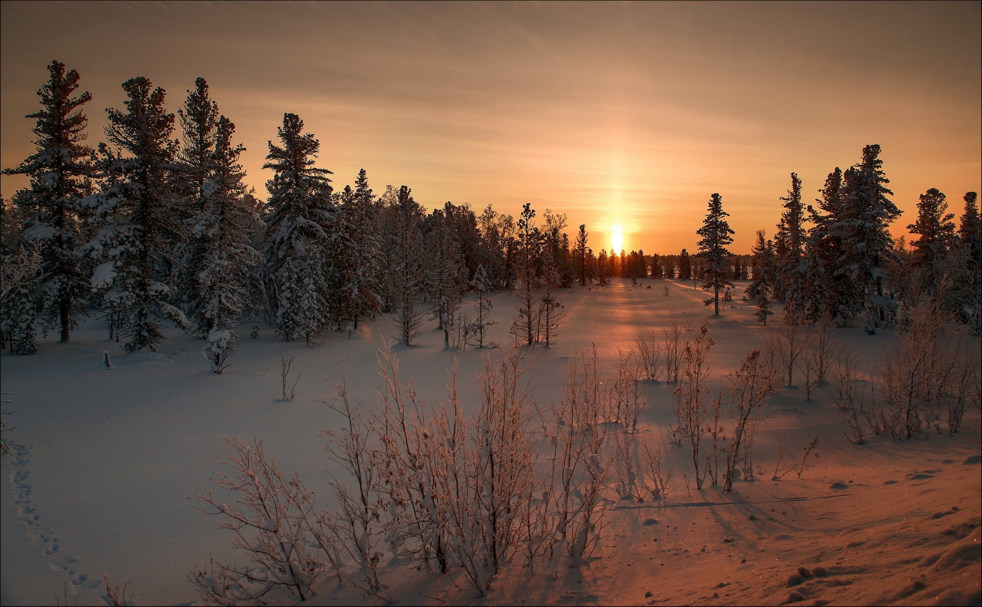 puesta de sol invierno paisaje naturaleza