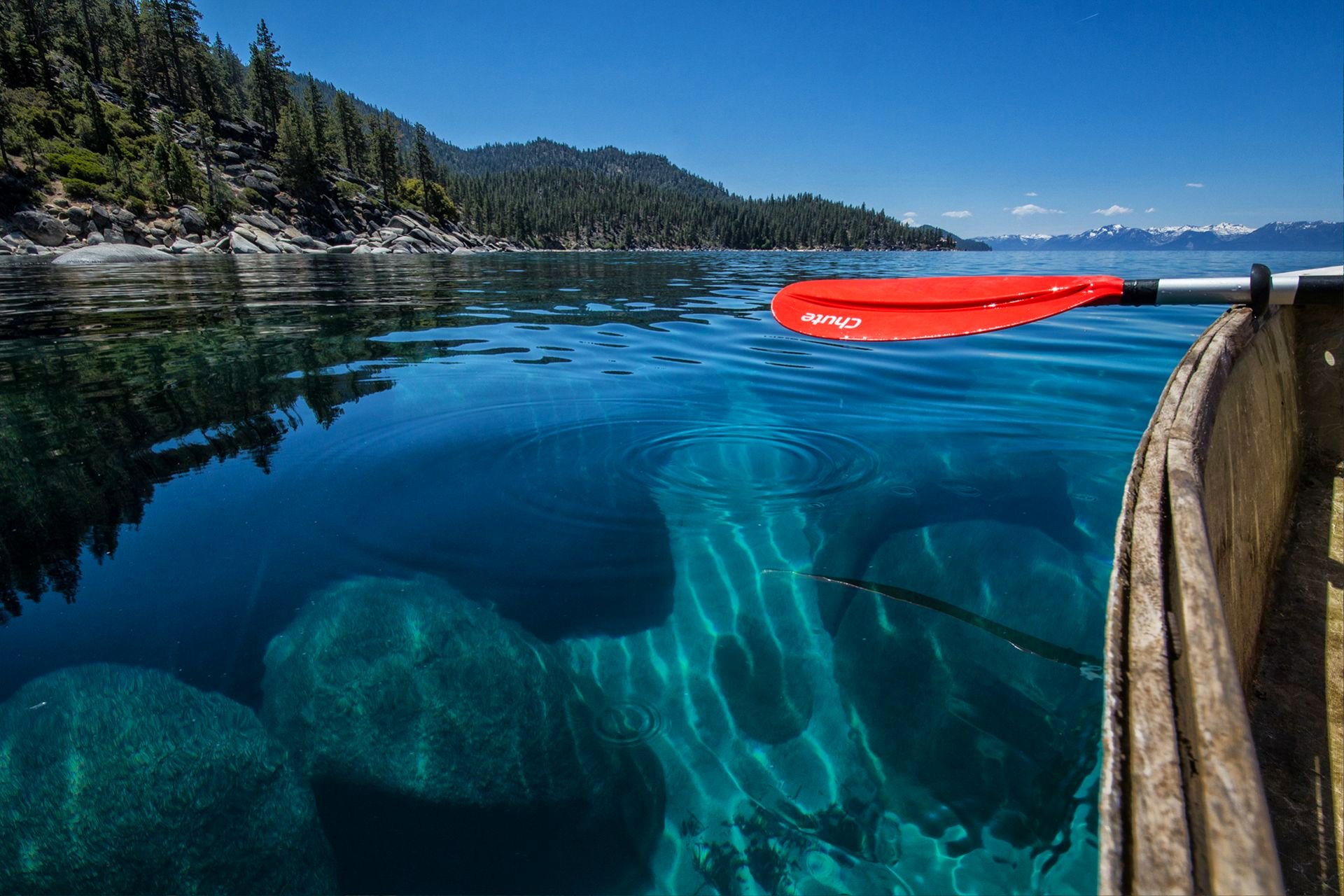 cielo montagne lago acqua trasparenza barca pagaia