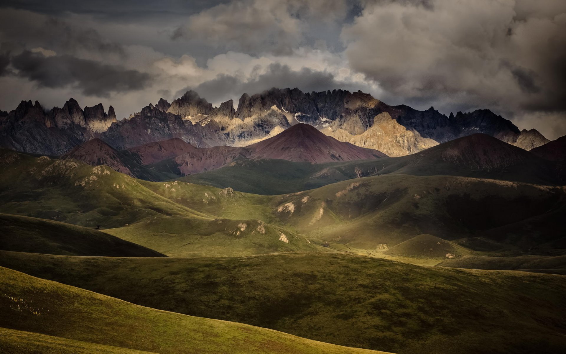 mountain mountain range clouds nature landscape