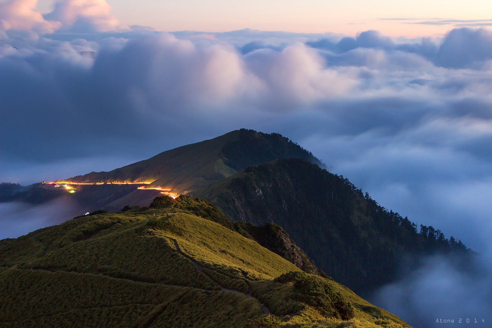 taiwán montañas colinas cielo nubes niebla