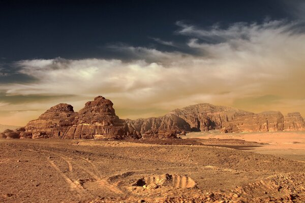 Landscape of desert mountains in summer