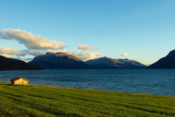 Landscape of the morning Bay in Norway