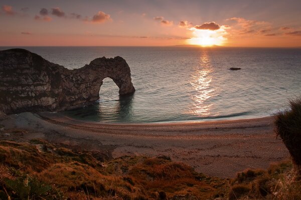 Coucher de soleil plage de sable en Angleterre