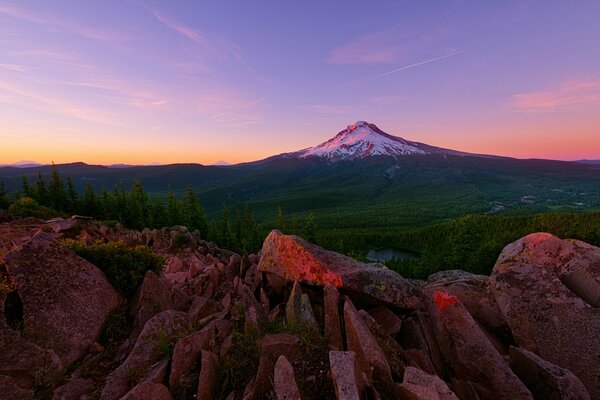 Sonnenstrahlen am Mount Mount Hood