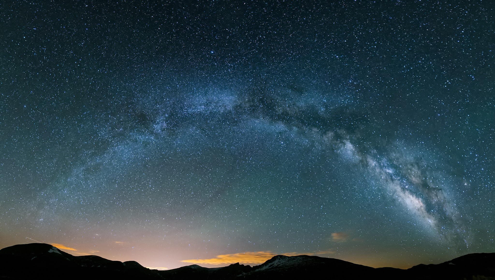 montañas paisaje noche cielo vía láctea estrellas