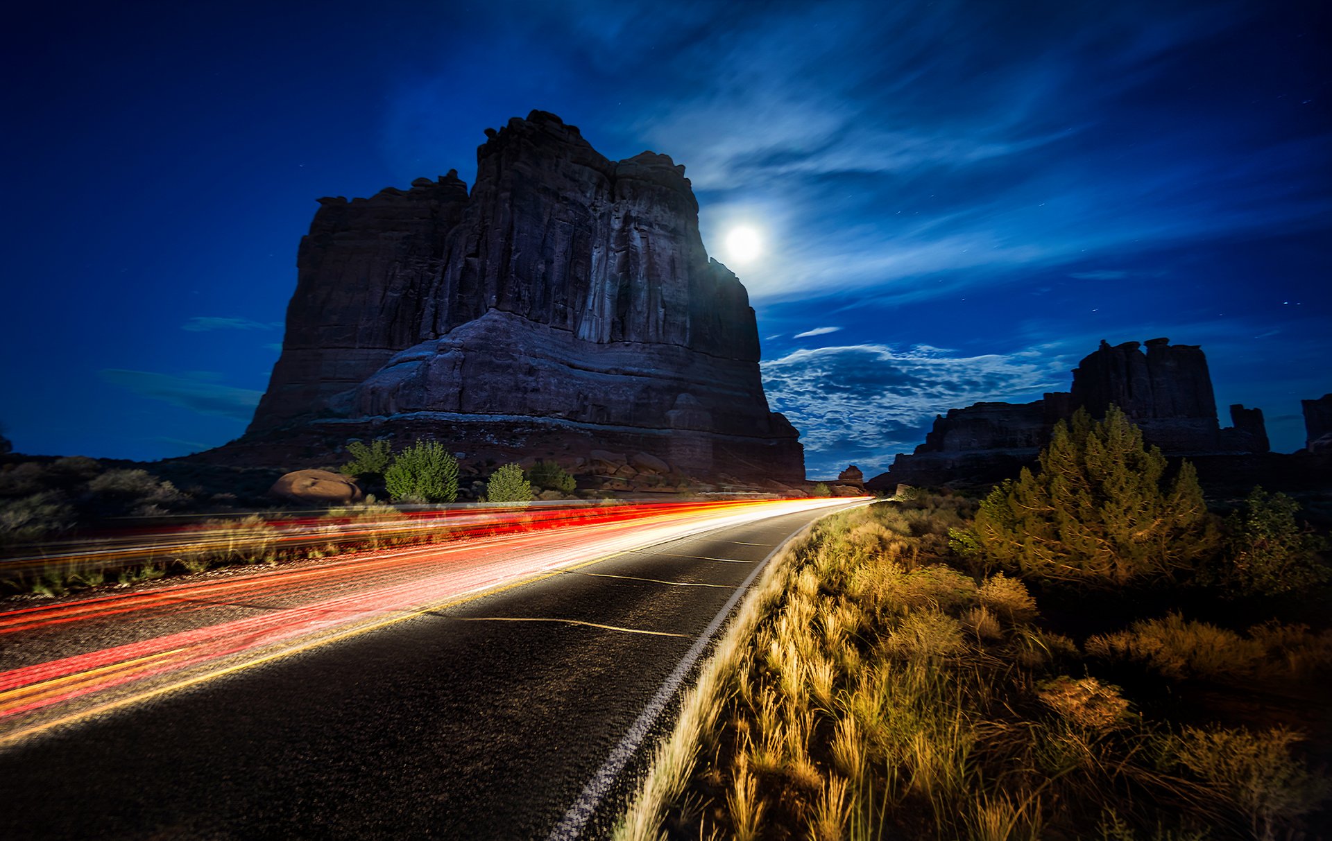 usa utah bögen nationalpark straße rock nacht bögen rock