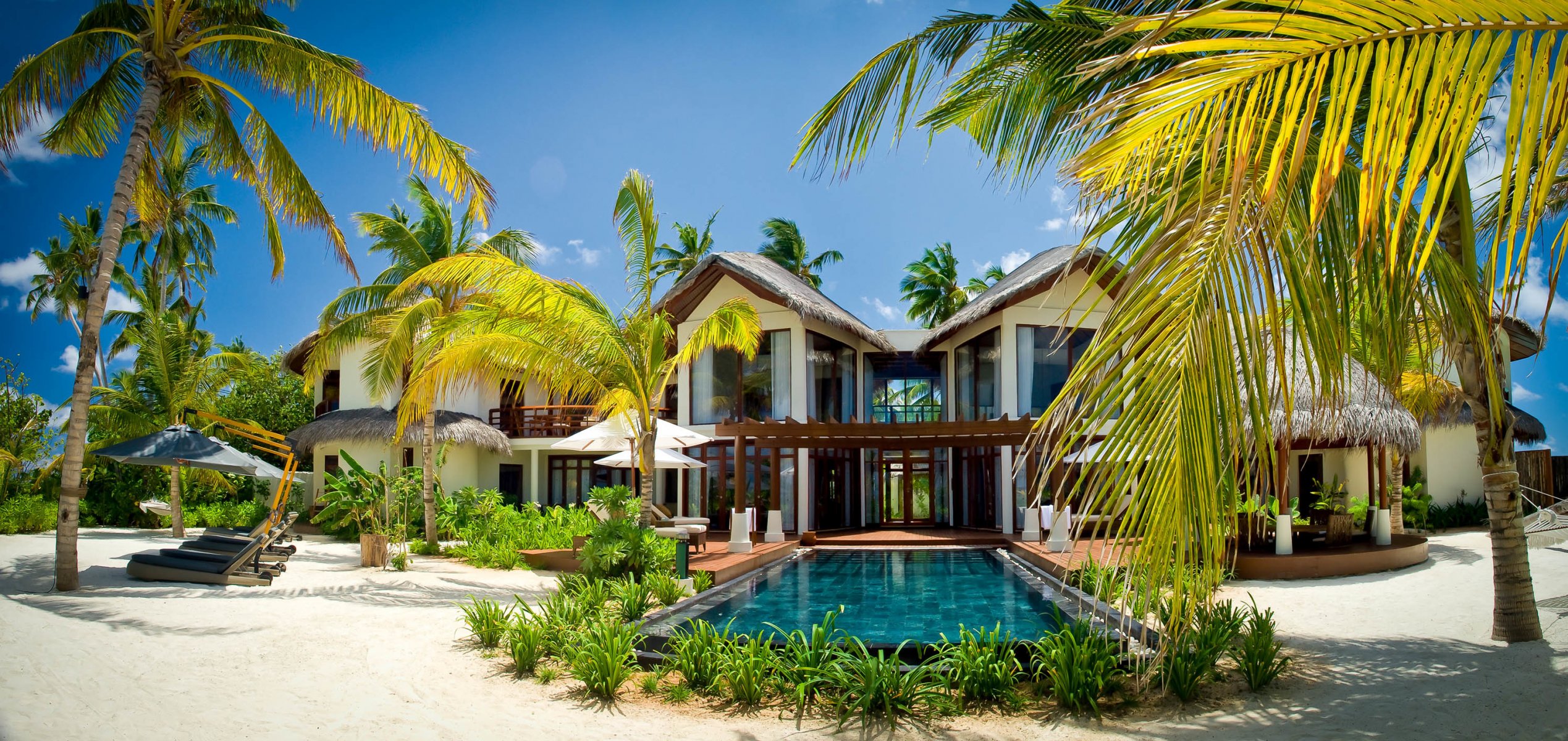 villa palme piscina esotico maldive