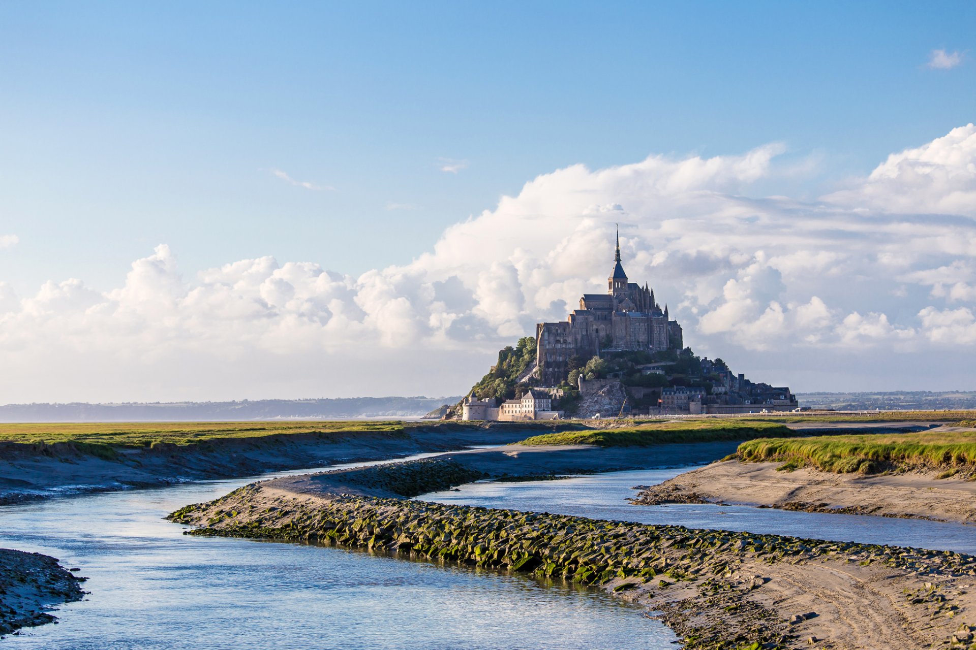 frankreich normandie schloss mont-saint-michel himmel wolken meer