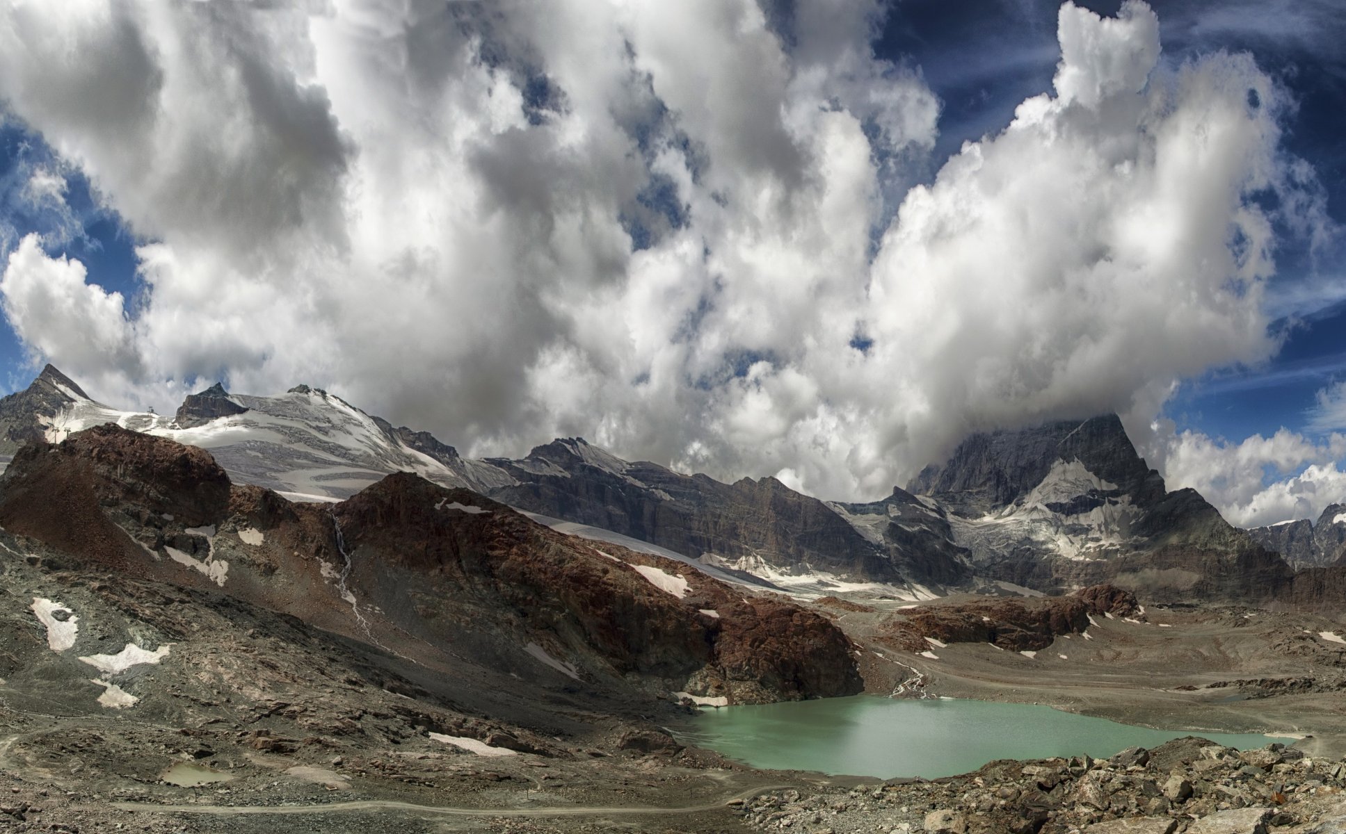 montañas lago cielo suiza zermatt nubes