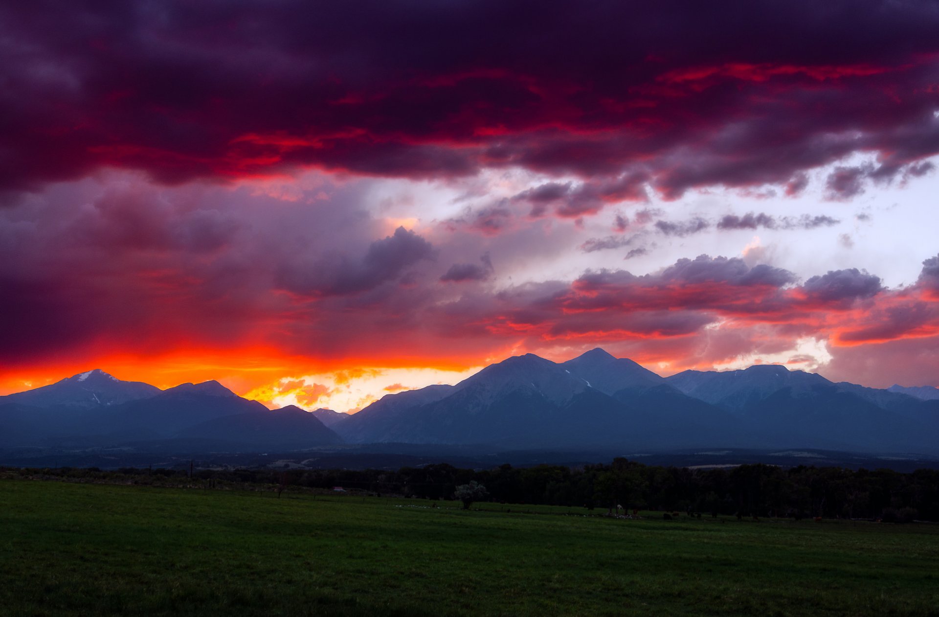 stati uniti colorado montagna sera fuoco tramonto cielo nuvole nuvole