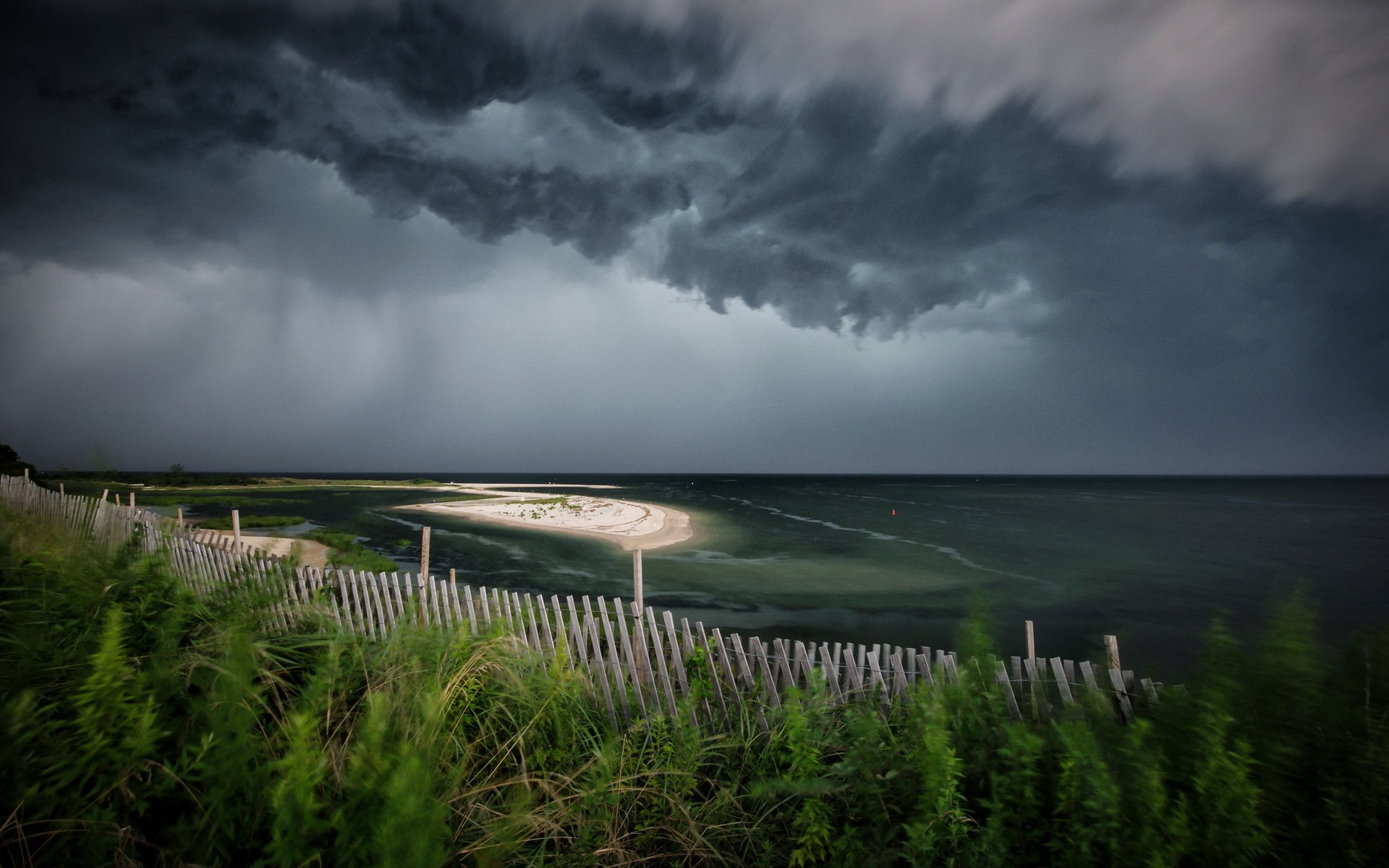 meer ufer zaun wolken