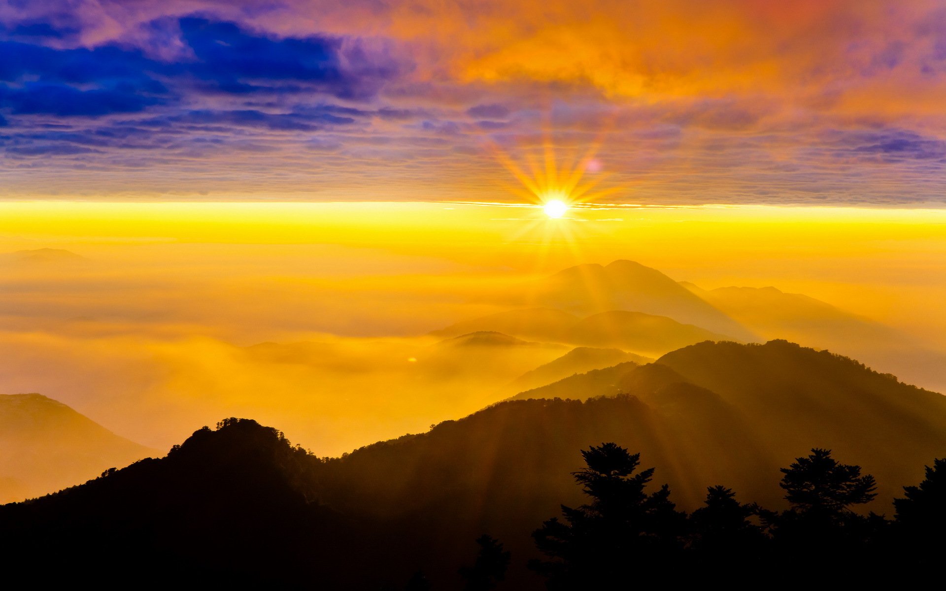 montagne tramonto cielo paesaggio