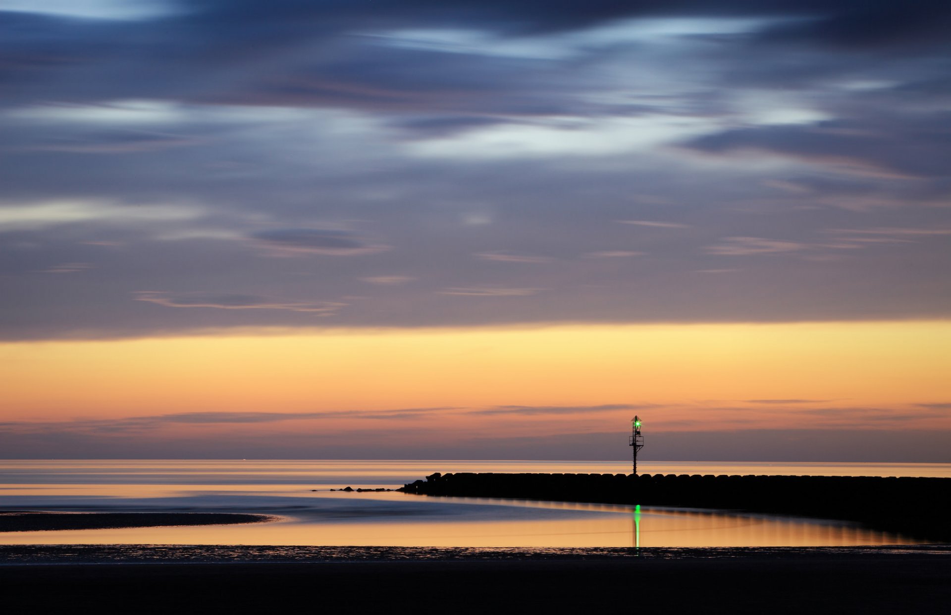 großbritannien england meer küste küste pier abend sonnenuntergang himmel wolken