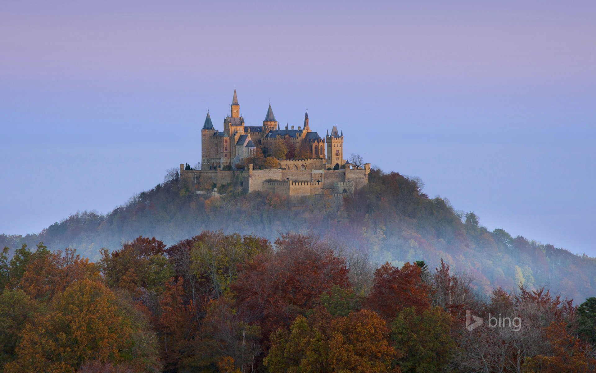 germania castello di hohenzollern cielo montagna foresta alberi autunno