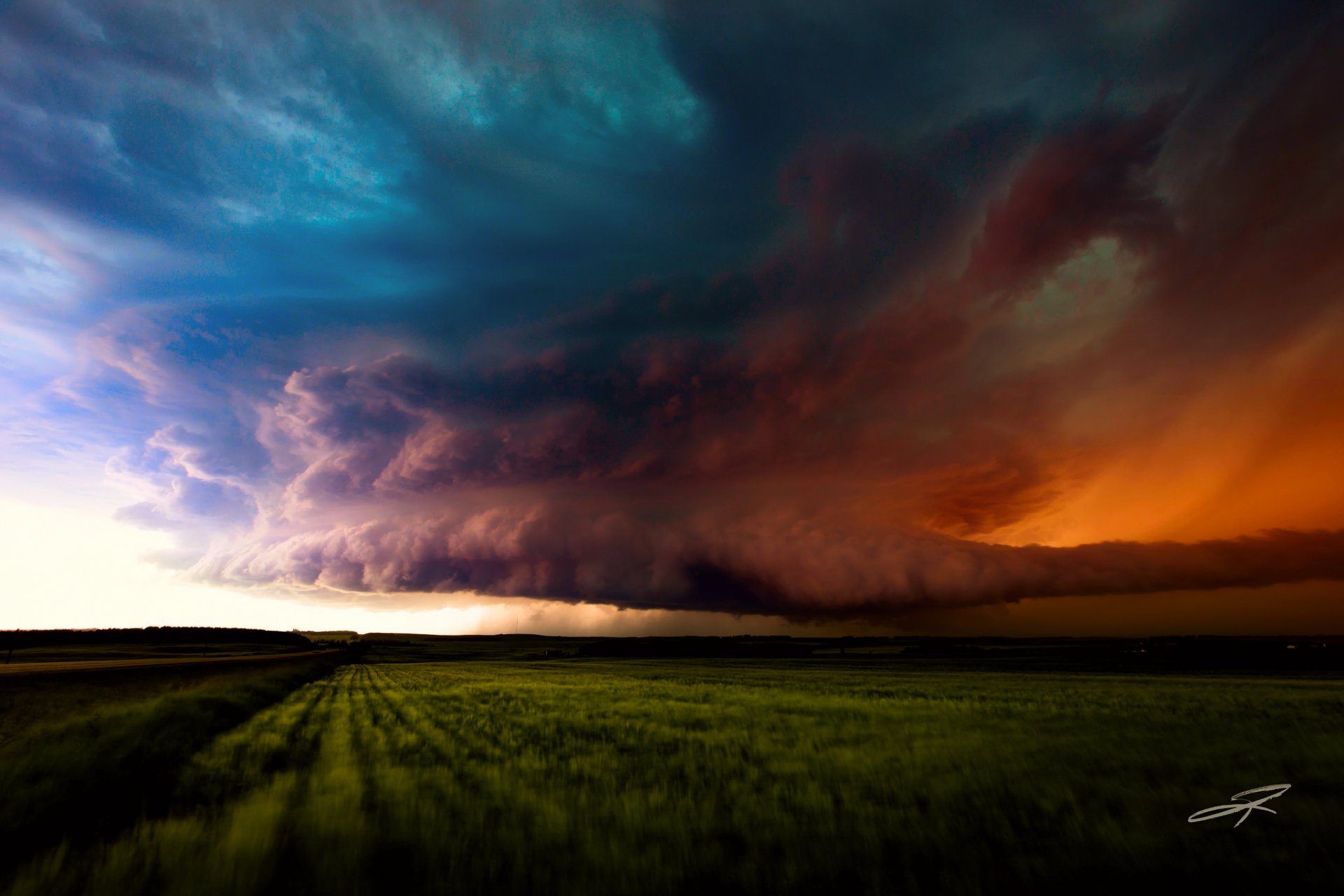 canada alberta tempête ciel nuages champs