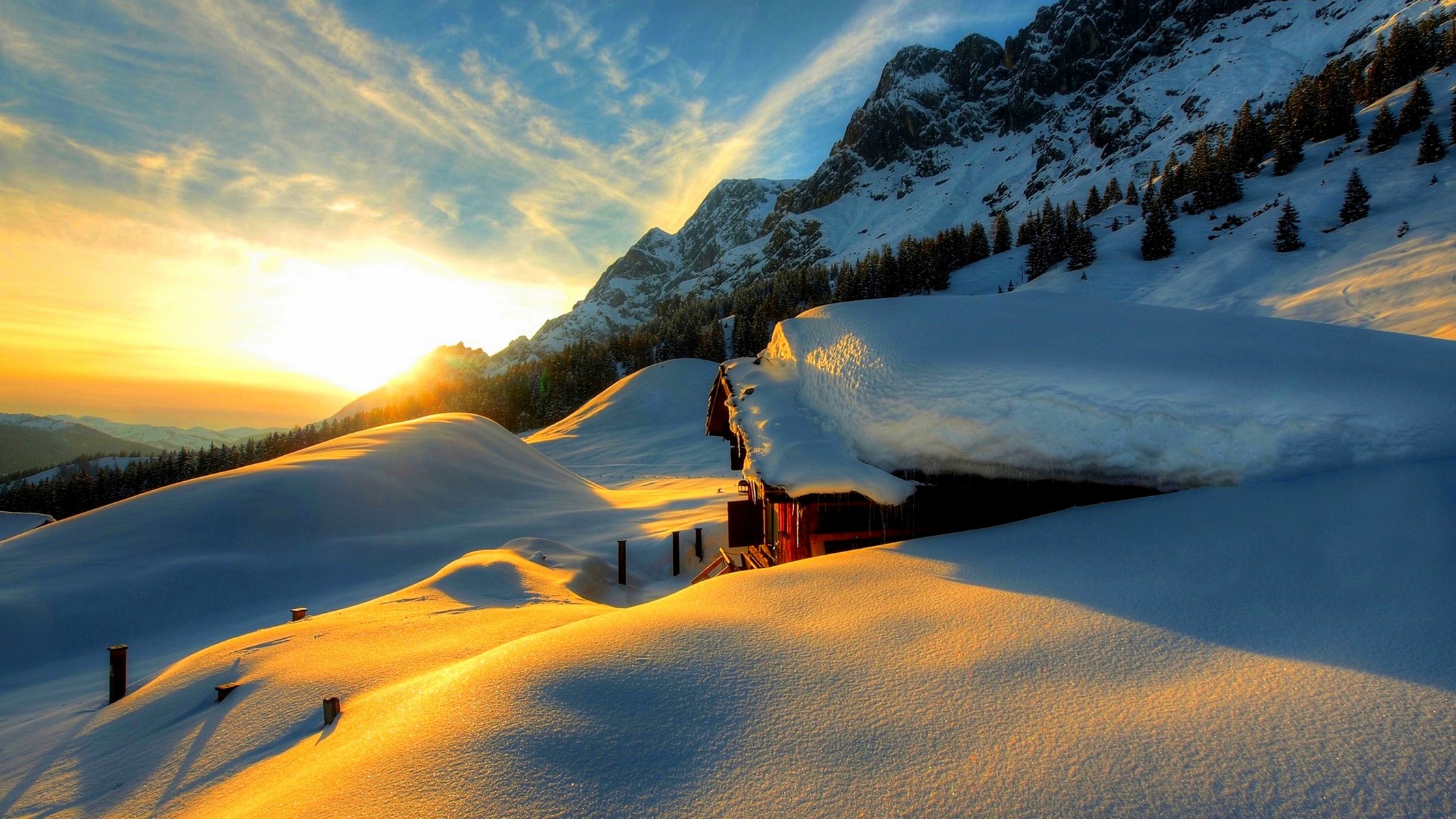 naturaleza casa invierno nieve cielo paisaje invierno blanco fresco agradable puesta de sol