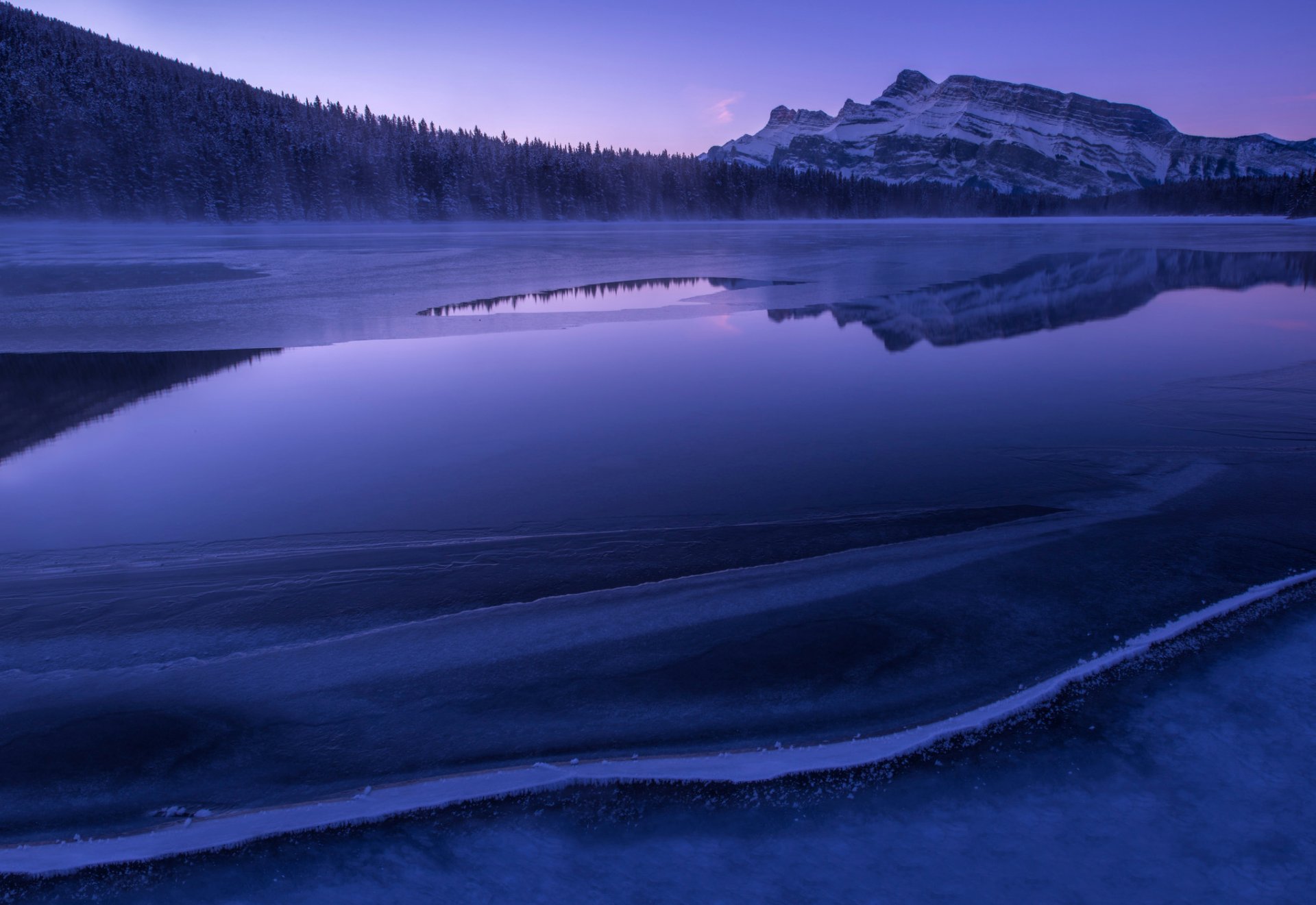 eis blauer morgen wald morgen see berge