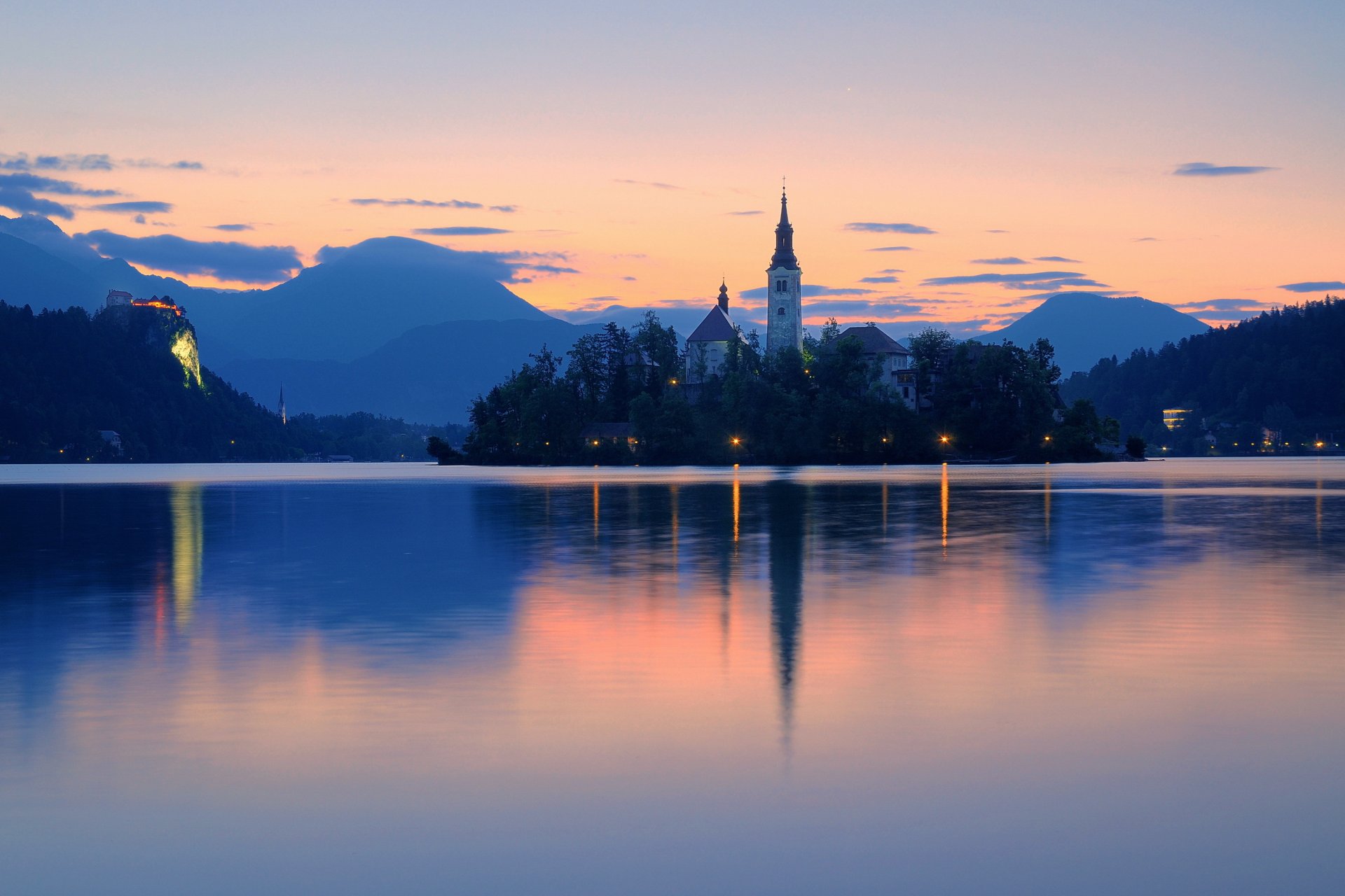 slovénie lac bled matin aube