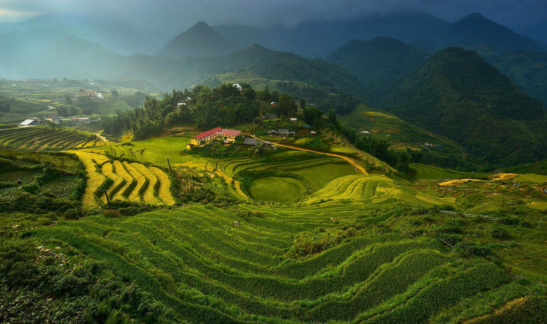 rice terraces vietnam mountain clouds terrace figure vtnam