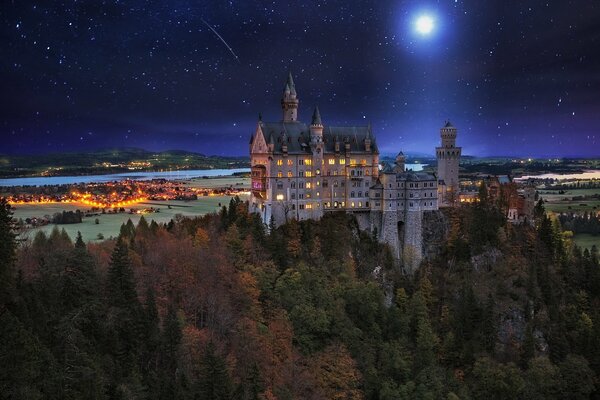 Castle on a clear starry night