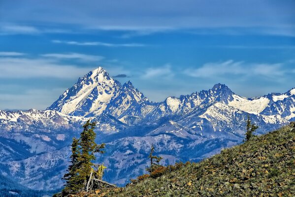 Snowy peaks of Mount Stuart Washington