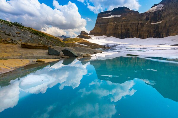 Futuristic landscape with snow