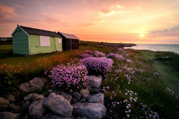 Les cabanes des merveilles. Beaucoup de pierres. Beau soleil. Grande-Bretagne