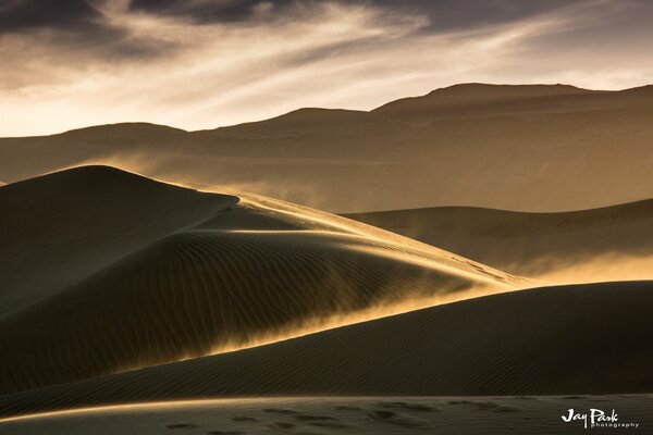 El viento del desierto levanta el polvo