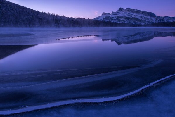 Unusual color of ice on the lake