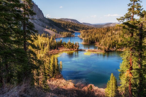 California Mountains and Blue Lake