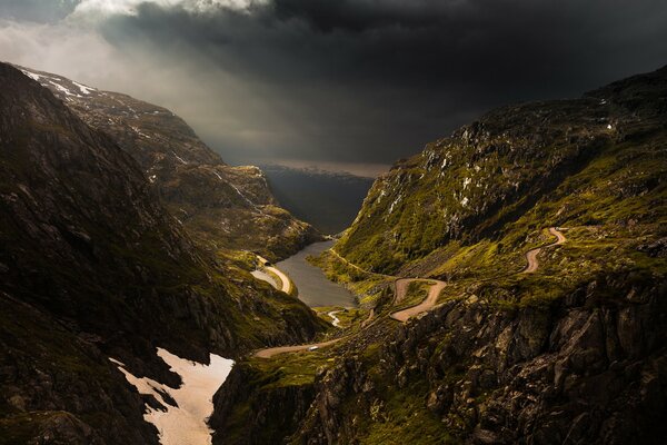 Photo of the river in the gorge of the mountains