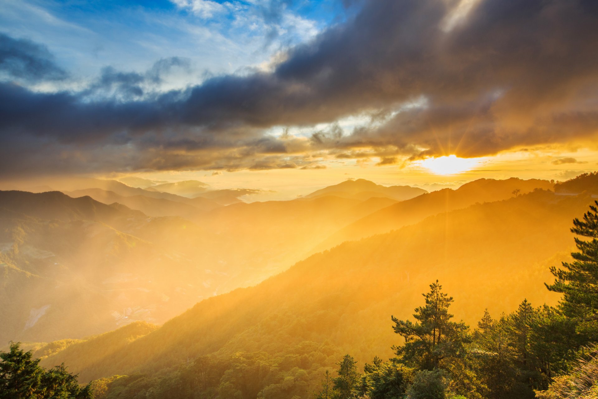 montañas parque nacional de taroko amanecer neblina bosque