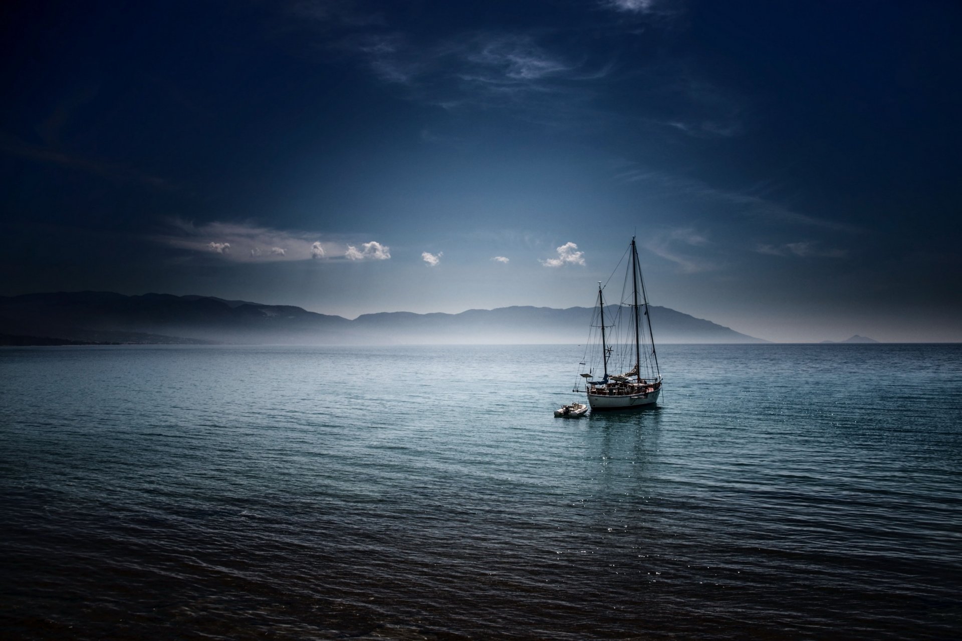 greece samos bay limnionas sailboat