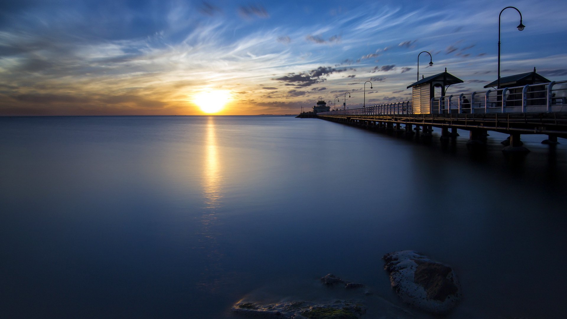 australia victoria melbourne st kilda mar puesta de sol