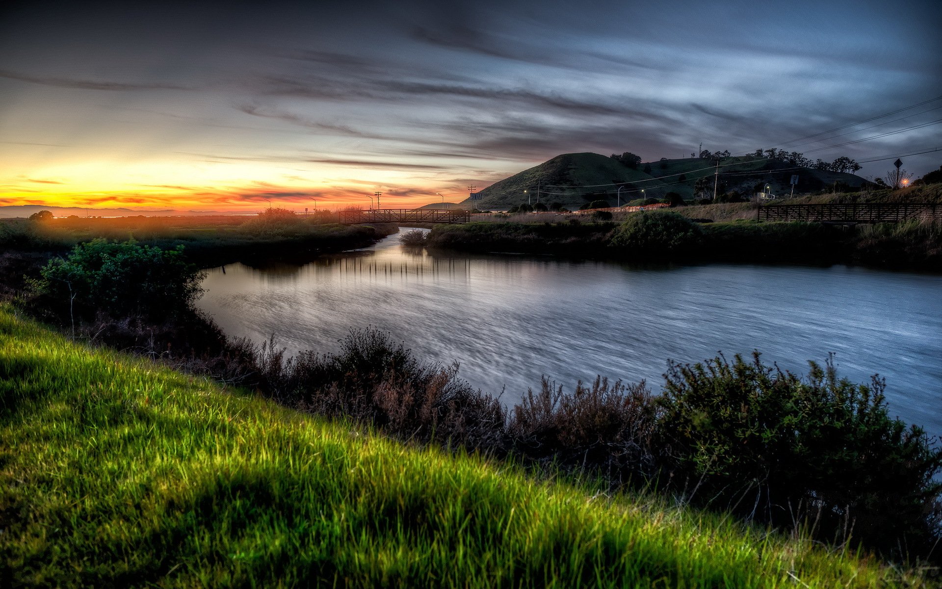 river sunset landscape