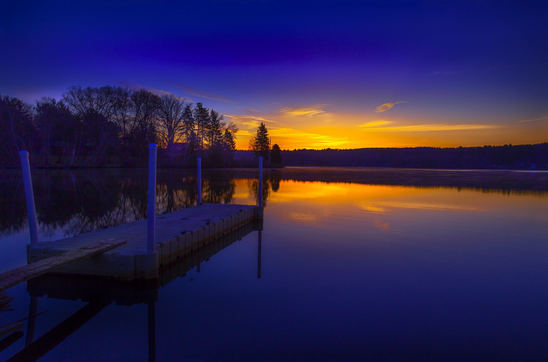 bosque lago puente mañana amanecer