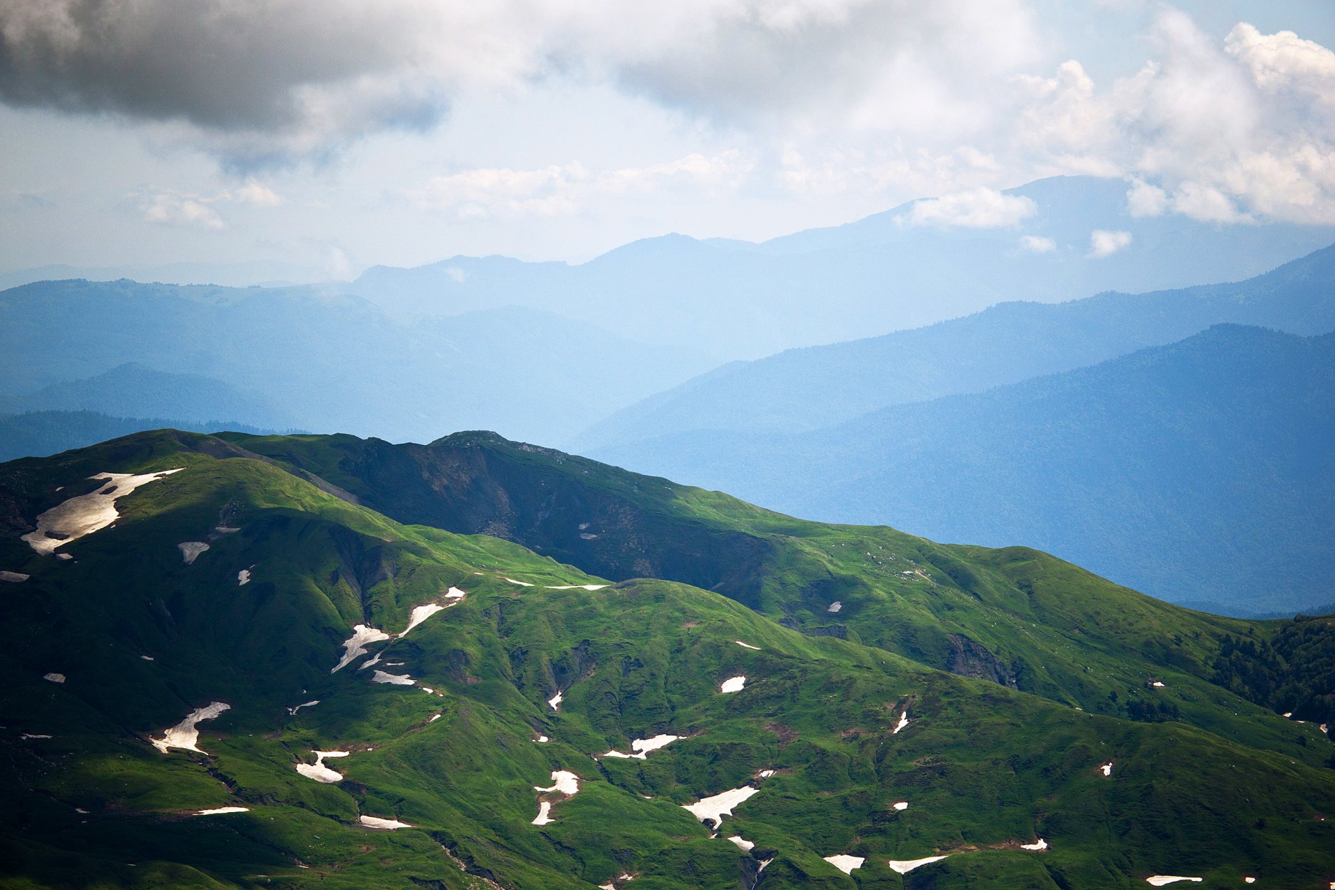 landscape mountain morning summer adygea russia the caucasu