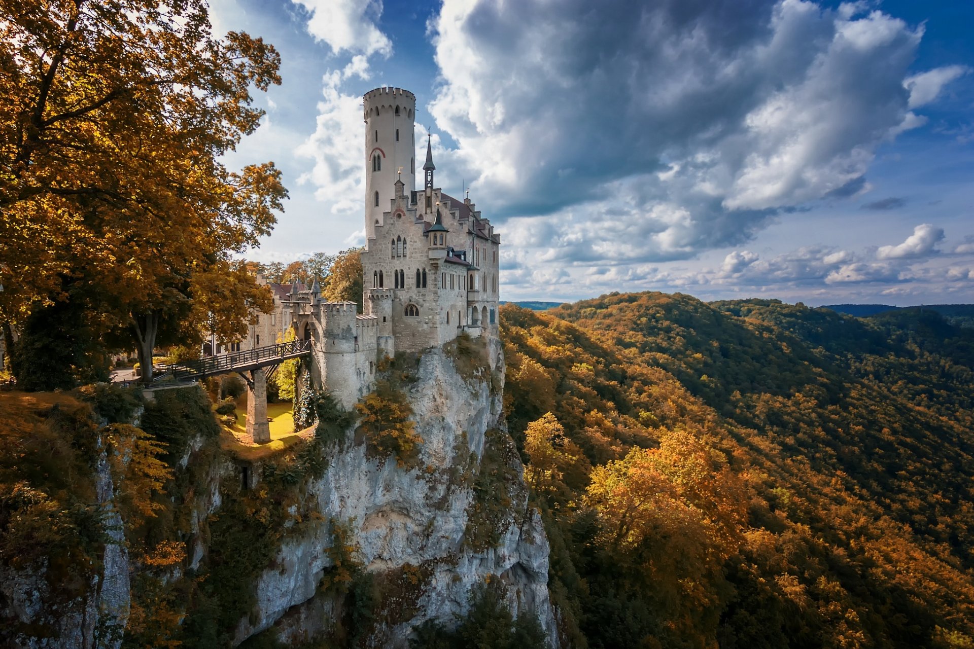 schloss natur herbst bäume felsen